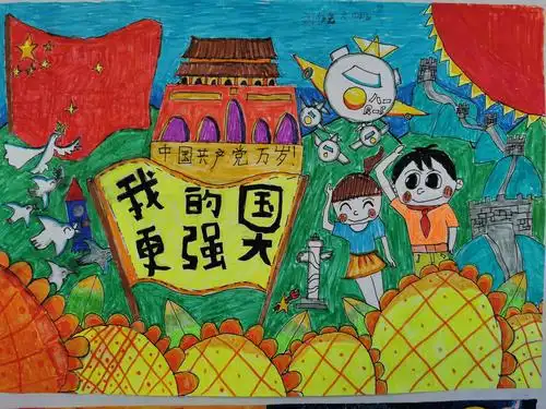 的国庆节,南亚学校美术组师生以绘画,书法的方式庆祝新中国成立71周年