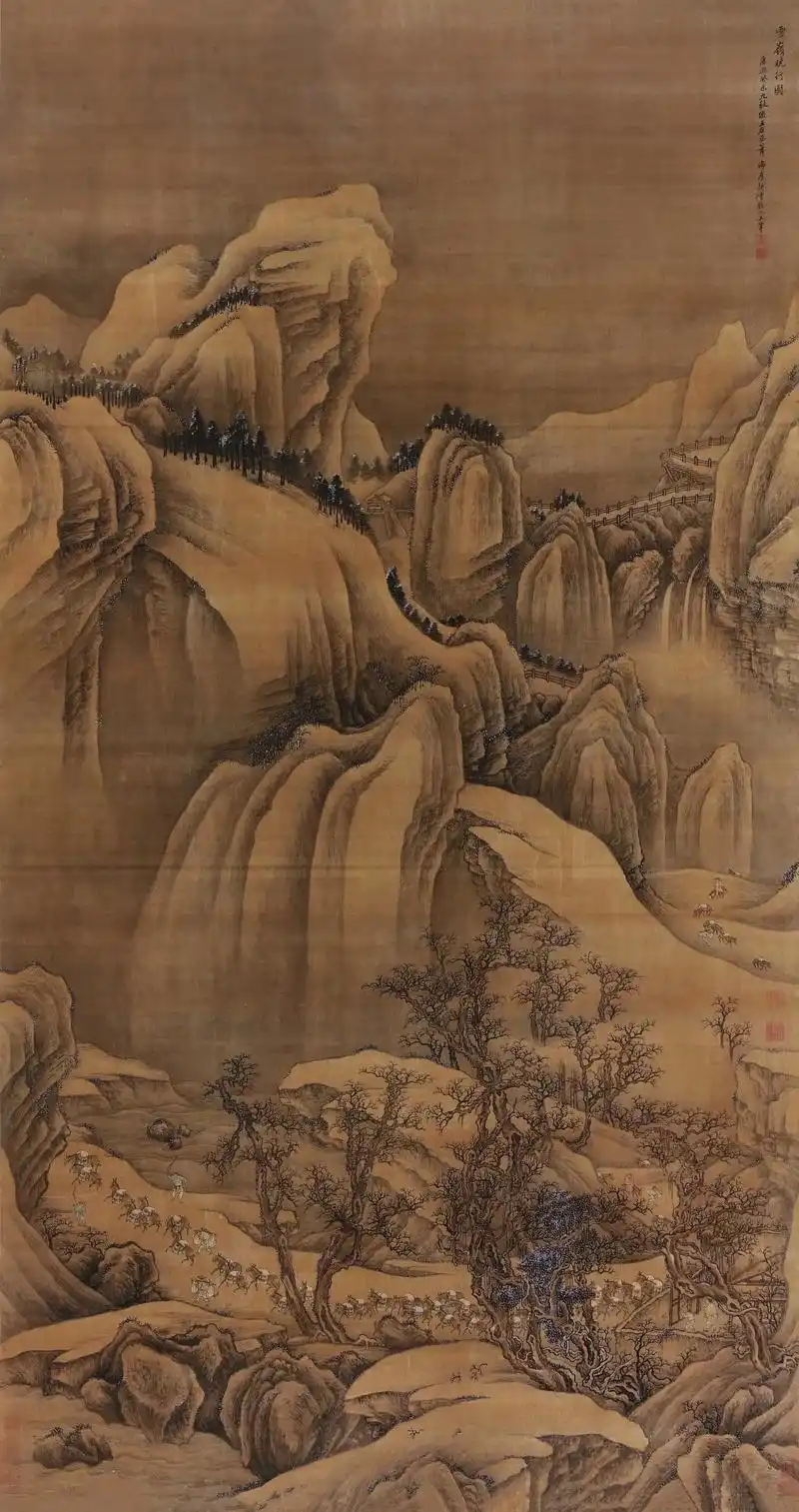 王翚晚年巨幅山水雪岭晓行图赏析