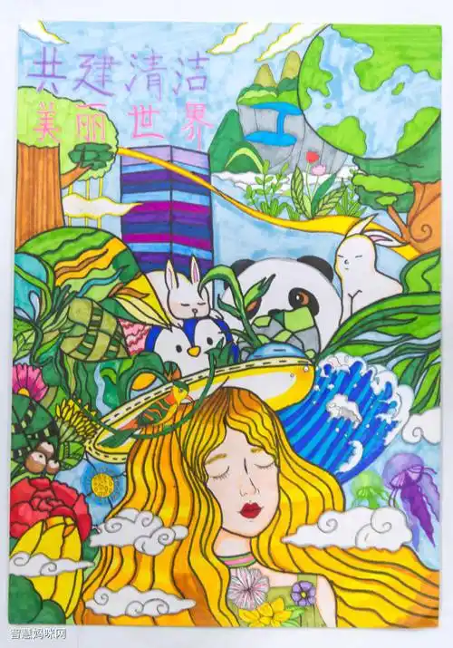 小学组优秀环保主题绘画7张