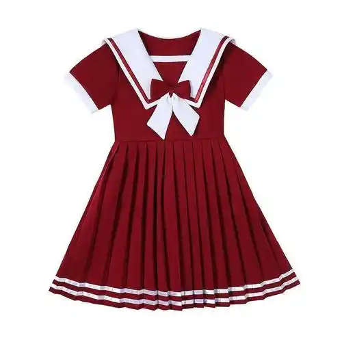 女童学院连衣裙jk制服短袖小学生公主裙女孩儿童装洋气海军风裙子