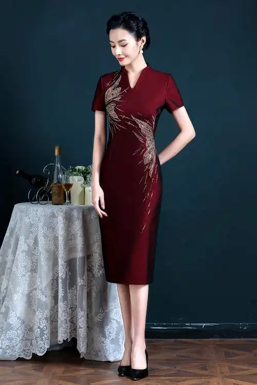 妈妈婚礼礼服高档轻奢华丽优雅时尚送长辈喜婆婆婚宴装婚宴高贵旗袍