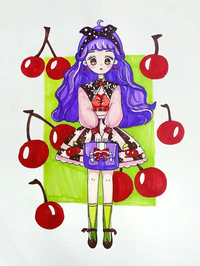 动漫女生 #马克笔# #马克笔动漫# #马克笔动漫人物画# #马克笔人物
