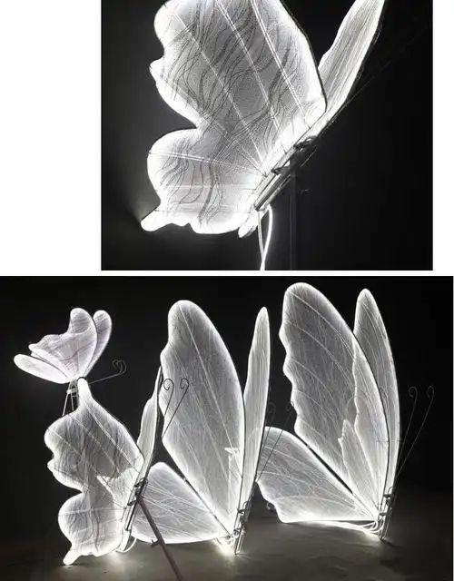 婚庆道具铁艺发光蝴蝶挂件吊顶装饰 婚礼t台路引背景舞台吊灯摆 白色