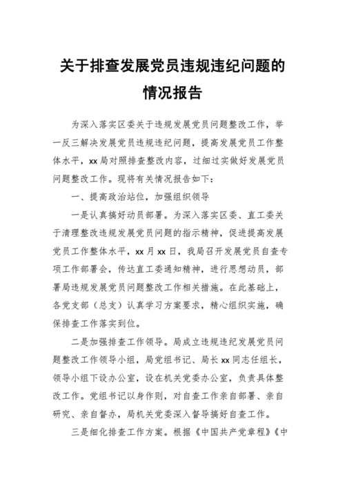 关于排查发展党员违规违纪问题的情况报告docx5页