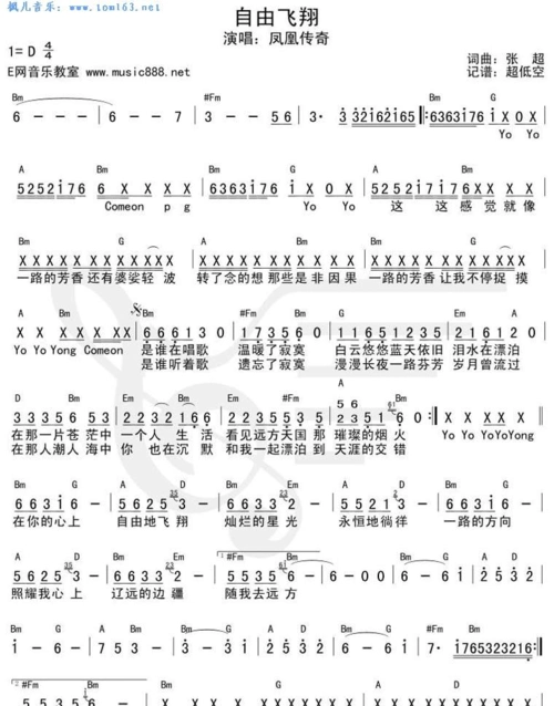 自由飞翔简谱