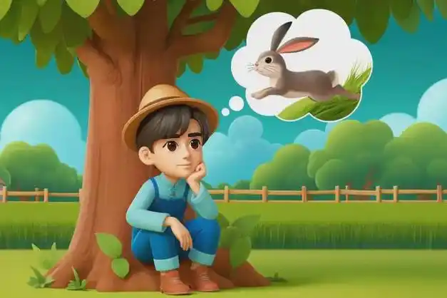 用英语讲故事《守株待兔》,中华成语故事英文版,中英文对照绘本