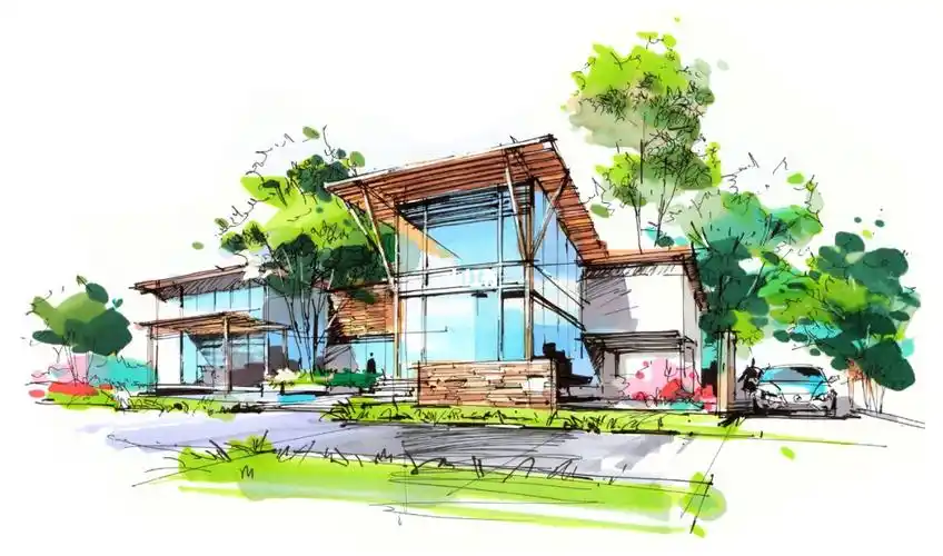 名家手绘效果图100例-【84】别墅建筑设计