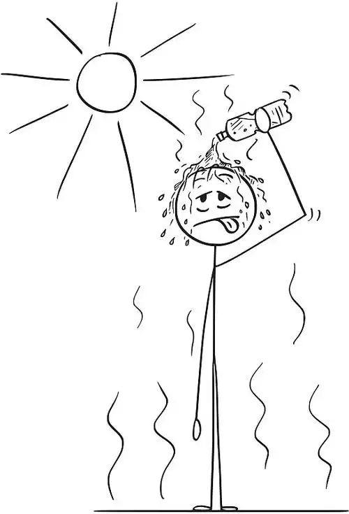 卡通人物拿着摄氏温度计