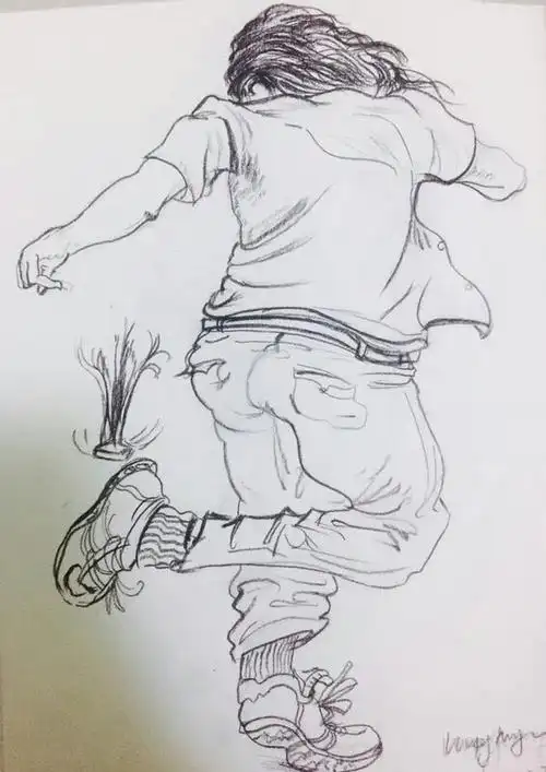 王梦禹 速写 《踢毽子的男子》