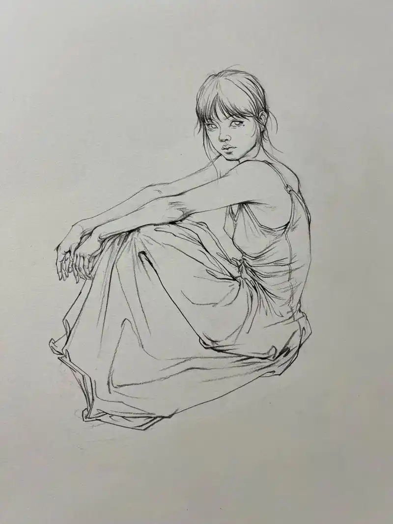 最近的线性作品#速写人物 - 抖音