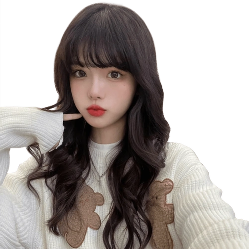 假发女长发2021年时尚新款长卷发型全头套式齐刘海自然网红假发套