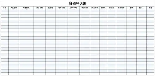 维修登记表常用于对商品售后维修及收费情况编制的一种表格.