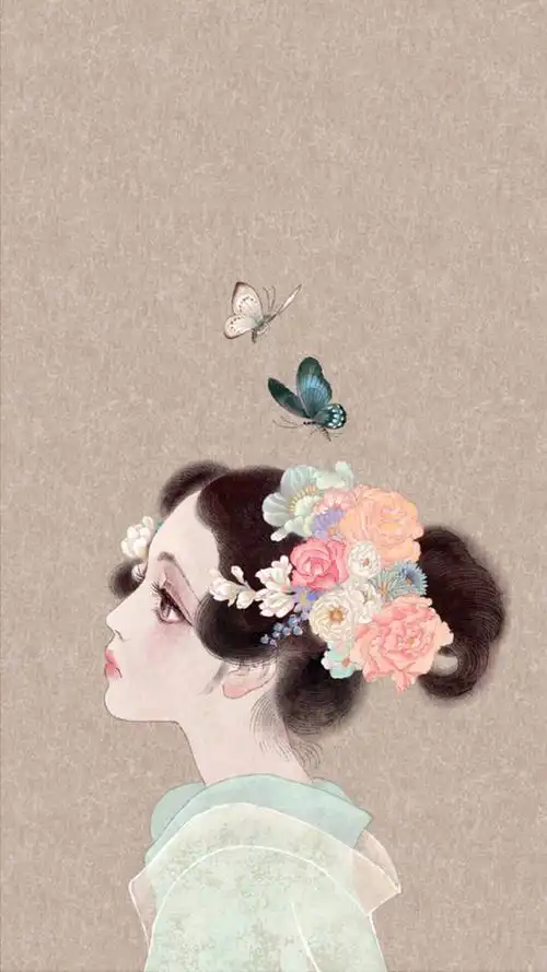 唯美古典中国风美女手绘高清手机壁纸 _ 图片网