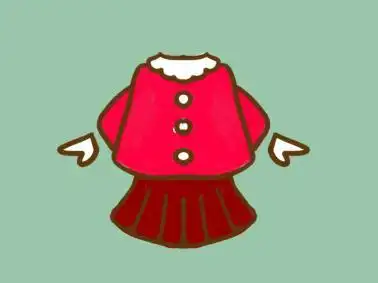 小女孩裙子简笔画红色