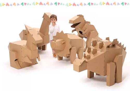 儿童手工制作材料纸箱恐龙霸王龙剑齿龙纸箱板diy玩具幼儿园区角