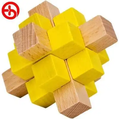 彩色榉木小菠萝 孔明锁 鲁班锁套装成人益智力解锁 小九通 9根