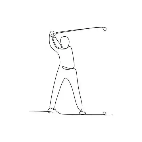 高尔夫球手在总冠军期间拉球的连续线绘制.