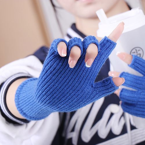 露指半指时尚街头百搭甜美女生驼绒羊驼手套手套