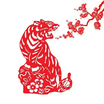 头像正面对称图虎元素老虎头虎年新年春节2022年元素虎年剪纸老虎剪纸