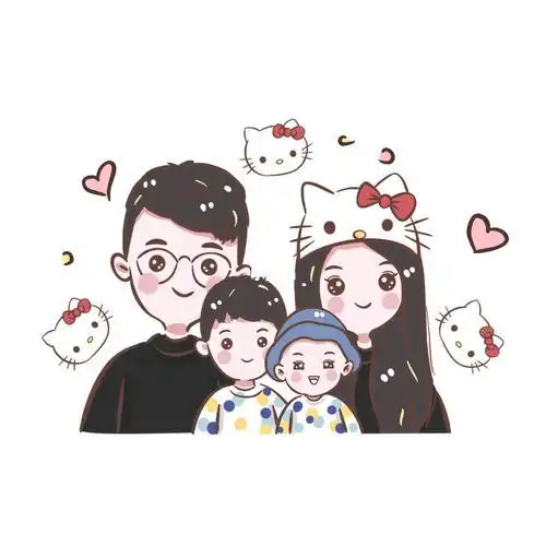 卡通四口之家矢量图图片一家人一家四口.萌萌哒头像.情侣头像.