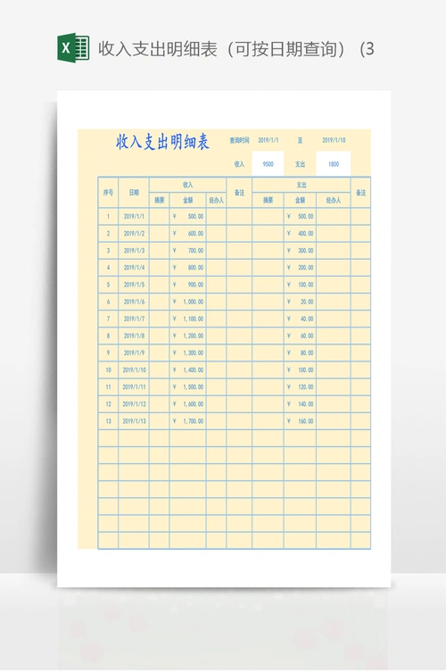 收入支出明细表(可按日期查询) (3)