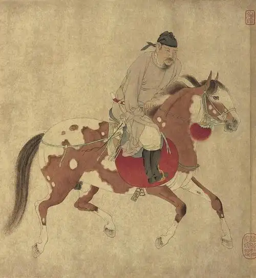 赏析:韩干《呈马图》,画上有宋徽宗赵佶瘦金书题款:"韩干真迹"