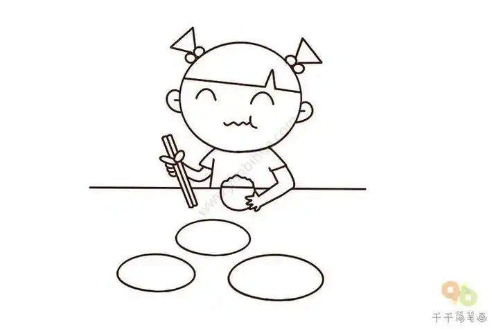 小朋友的一天之吃饭简笔画小朋友简笔画