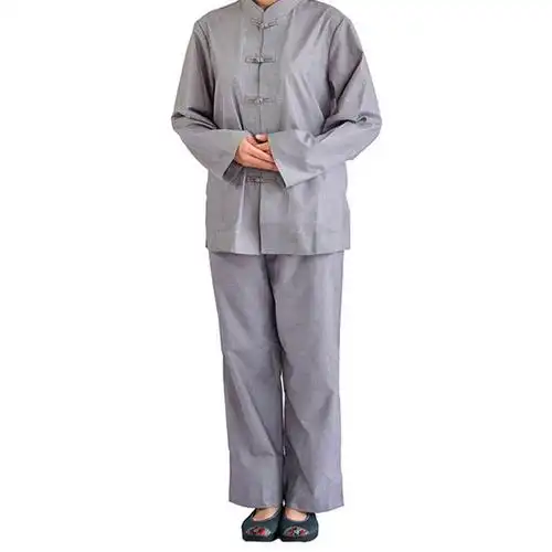 了尘布扣居士服僧服春夏新品佛教禅修服套装中国风男女厂家直销灰色