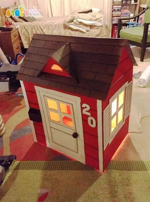 纸箱制作精美大房子02|02儿童手工02|02杨二嫂网