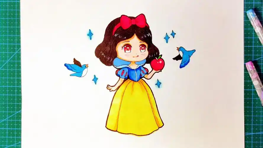 一边学画白雪公主一边听童话故事