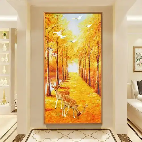 黄金满地风水寓意玄关装饰楼梯过道走廊挂画招财简约现代进门入户