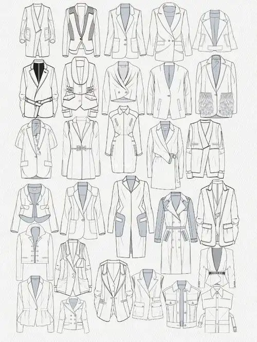 服装设计ai西装马甲款式图分享