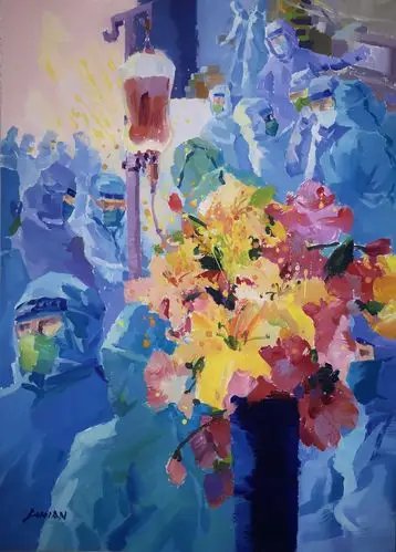 李念 水粉画《你在!我安好.》