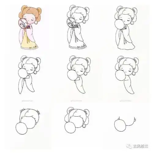 超可爱的汉服简笔画合集,马住练习_古风