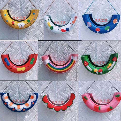 旧轮胎创意改造花盆废轮胎装饰工艺品幼儿园艺术彩绘涂鸦种养造型