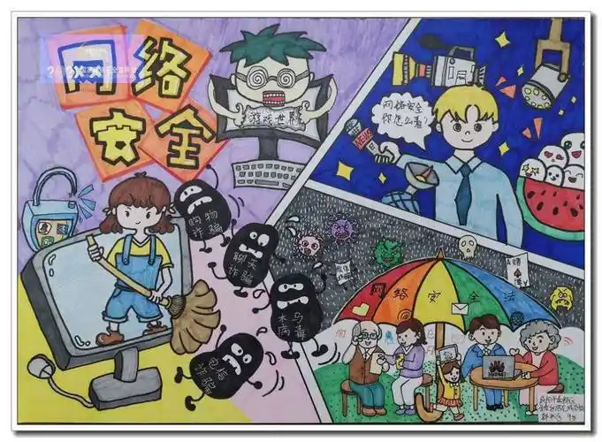 燃爆了三秦少年网络安全主题绘画作品展示
