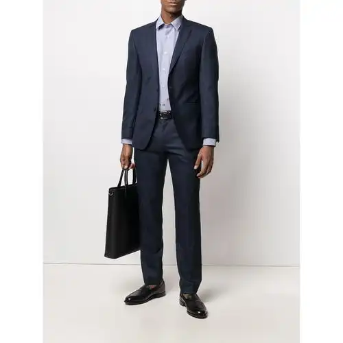 bosshugoboss男士格纹单排西装套装西服套装