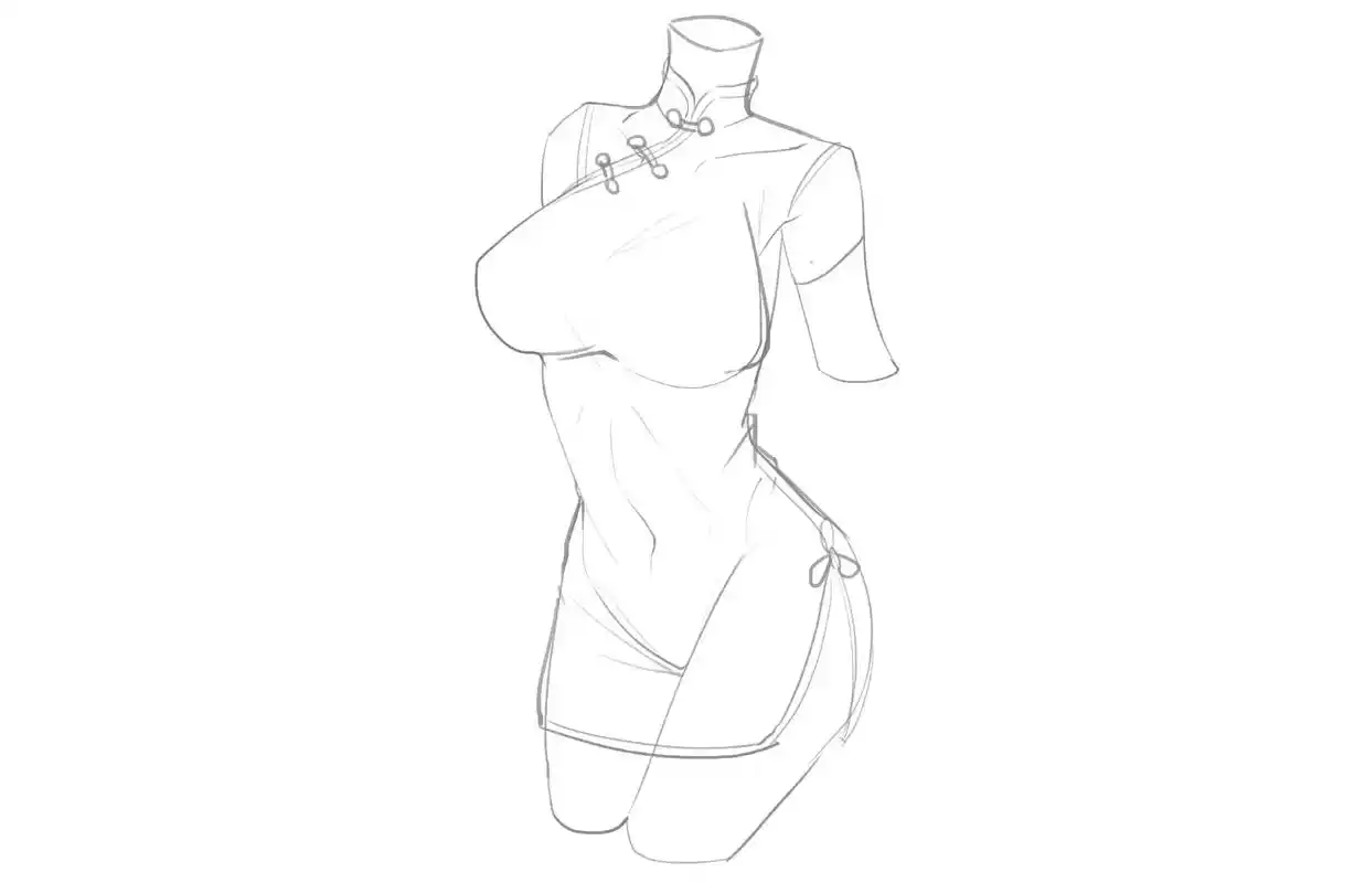 性感旗袍画法!#绘画 #板绘 #二次元原创 #线稿 #画画使 - 抖音