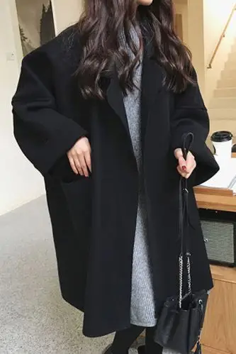 流行呢子大衣女学生矮个子过膝斗篷赫本风毛呢外套薄款