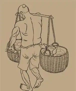 挑着扁担的人简笔画