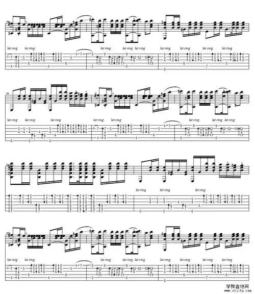 王菲《传奇》琴歌指弹独奏吉他谱简单版