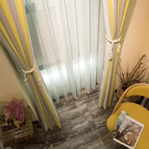 四川成都高档北欧撞色条纹加厚遮光窗帘现代简约韩式客厅卧室飘窗