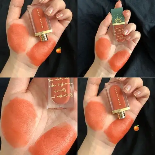 包邮 店主私藏春夏唇釉带细闪的 珊瑚橘色敲元气薄涂减龄哑光持久口红