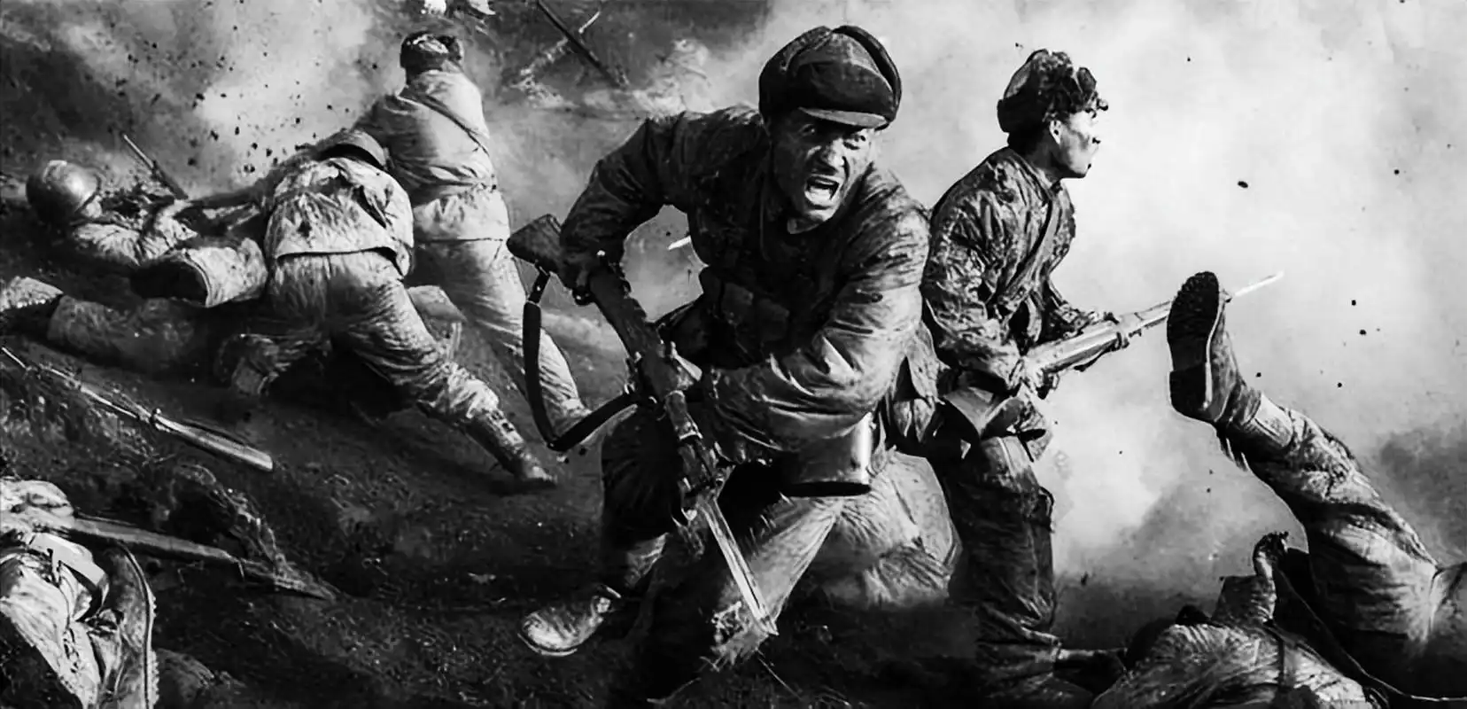 有一名志愿军战士负责给前线运送弹药,当他到达前线时,发现场面一片混