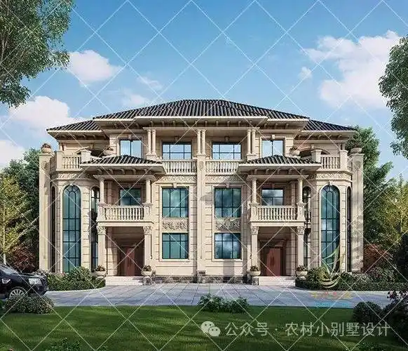 65套三层兄弟双拼别墅,2024新款三层农村兄弟双拼别墅自建房_图纸