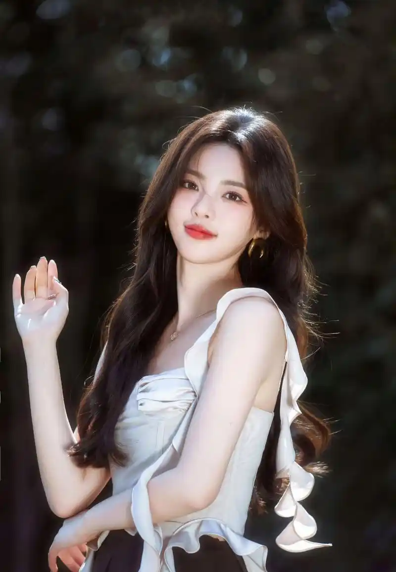 杨超越,白色吊带上衣搭配黑色高腰裙,外搭西服,美的梦幻!