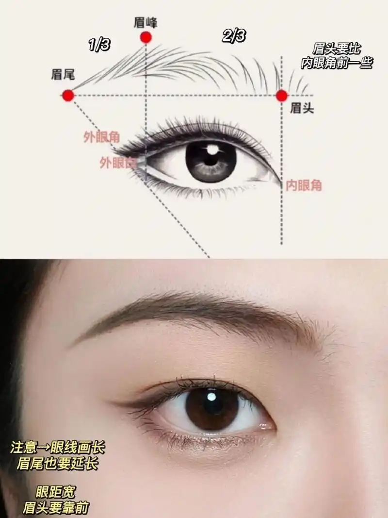 古风弯月眉 |东方柔美气质 修眉:眉头眉尾一样高