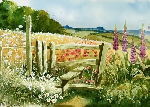 水彩风景画(13)——麦田