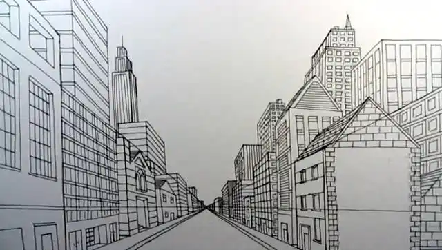 绘画教学视频:如何用一点透视法画城市街景!