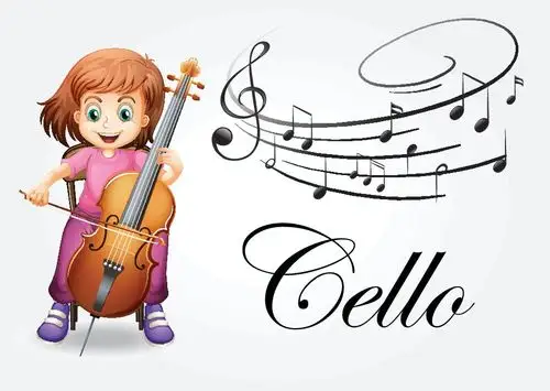 收藏 关键词:拉大提琴的儿童图片下载,大提琴,儿童,女孩,音符,音乐